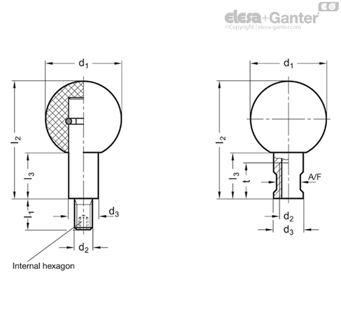 GN 319.5-A Revolving Ball Knobs With threaded stud